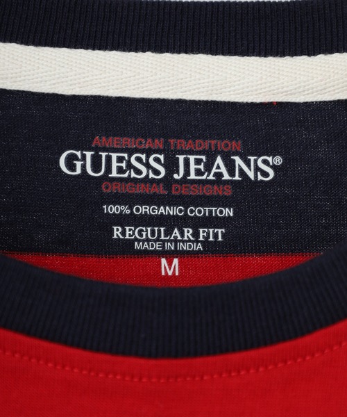 GUESS JEANS(ゲスジーンズ)の「GUESS JEANS GJ CN SS REG STRIPED WITH EMB ゲス ラガー半袖Tシャツ(Tシャツ/カットソー・メンズ・レッド/ブルー・S/XL/XXL/M/L)」の6枚目の写真