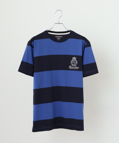 GUESS JEANS(ゲスジーンズ)の「GUESS JEANS GJ CN SS REG STRIPED WITH EMB ゲス ラガー半袖Tシャツ(Tシャツ/カットソー・メンズ・レッド/ブルー・S/XL/XXL/M/L)」の3枚目の写真