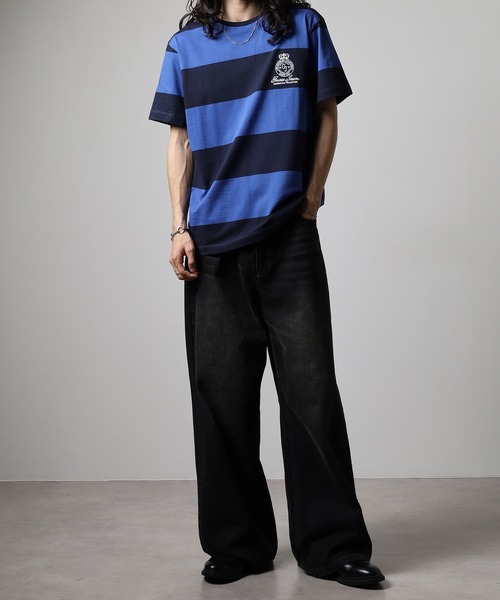 GUESS JEANS(ゲスジーンズ)の「GUESS JEANS GJ CN SS REG STRIPED WITH EMB ゲス ラガー半袖Tシャツ(Tシャツ/カットソー・メンズ・レッド/ブルー・S/XL/XXL/M/L)」の18枚目の写真