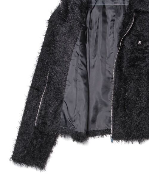 BENUSTA（ベヌスタ）の「A'GEM/9 × .kom 『BENUSTA/ベヌスタ』Shaggy Fur Zip-Up Jacket/シャギーファージップアップジャケット（ブルゾン・メンズ・ブラック・FREE）」の6枚目の写真