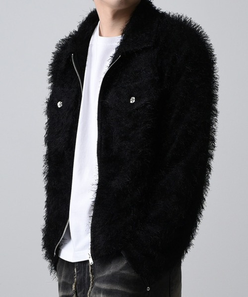 BENUSTA（ベヌスタ）の「A'GEM/9 × .kom 『BENUSTA/ベヌスタ』Shaggy Fur Zip-Up Jacket/シャギーファージップアップジャケット（ブルゾン・メンズ・ブラック・FREE）」の2枚目の写真