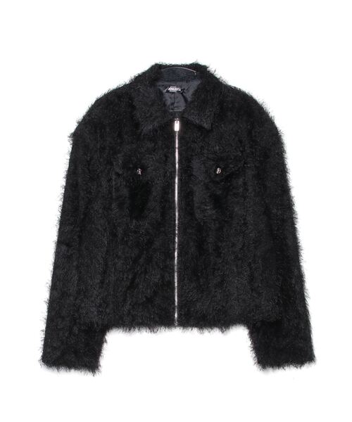 BENUSTA（ベヌスタ）の「A'GEM/9 × .kom 『BENUSTA/ベヌスタ』Shaggy Fur Zip-Up Jacket/シャギーファージップアップジャケット（ブルゾン・メンズ・ブラック・FREE）」の4枚目の写真