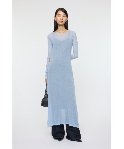 MOUSSY（マウジー）の「SHEER KNIT ドレス（ワンピース・レディース・杢グレー/ライトブルー/ネイビー・FREE）」の4枚目の写真