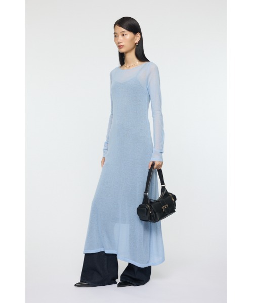 MOUSSY（マウジー）の「SHEER KNIT ドレス（ワンピース・レディース・杢グレー/ライトブルー/ネイビー・FREE）」の5枚目の写真