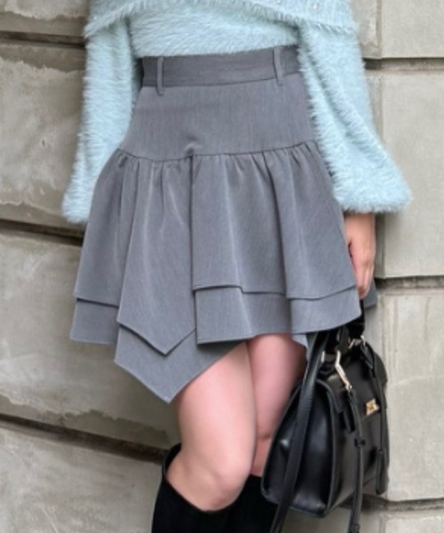 2WAYアシンメトリージャストウエストスカート 秋服 冬服（スカート