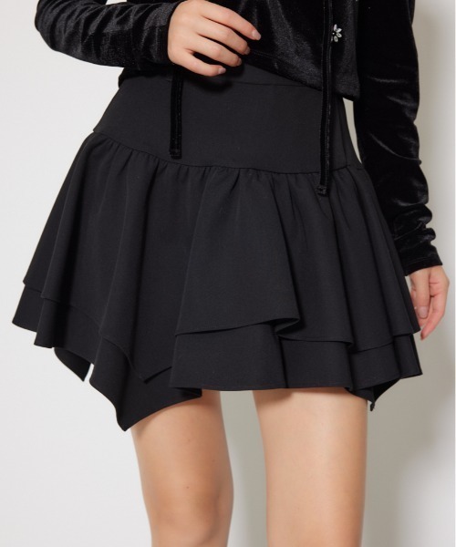 rienda(リエンダ)の「2WAYアシンメトリージャストウエストスカート 秋服 冬服(スカート・レディース・ブラック/グレー・MEDIUM/SMALL)」の2枚目の写真