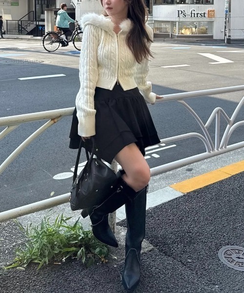 2WAYアシンメトリージャストウエストスカート 秋服 冬服（スカート