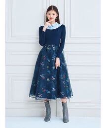 レイヤードフラワープリントスカート