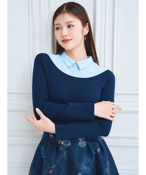 CELFORD(セルフォード)の「レイヤードフラワープリントスカート(スカート・レディース・ダークネイビー/オフホワイト/ライトピンク・36/38)」の5枚目の写真