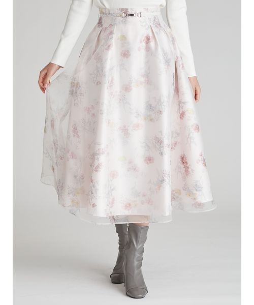 CELFORD(セルフォード)の「レイヤードフラワープリントスカート(スカート・レディース・ダークネイビー/オフホワイト/ライトピンク・36/38)」の6枚目の写真
