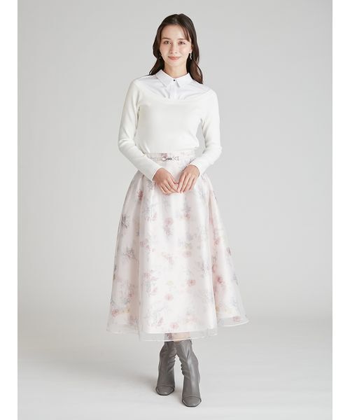 CELFORD(セルフォード)の「レイヤードフラワープリントスカート(スカート・レディース・ダークネイビー/オフホワイト/ライトピンク・36/38)」の13枚目の写真