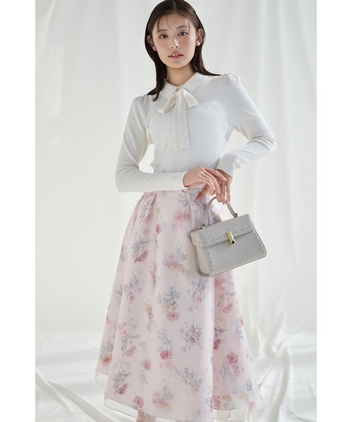 CELFORD(セルフォード)の「レイヤードフラワープリントスカート(スカート・レディース・ダークネイビー/オフホワイト/ライトピンク・36/38)」の3枚目の写真