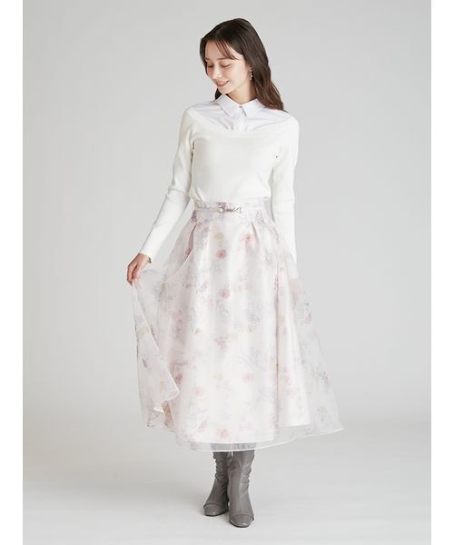 CELFORD(セルフォード)の「レイヤードフラワープリントスカート(スカート・レディース・ダークネイビー/オフホワイト/ライトピンク・36/38)」の17枚目の写真