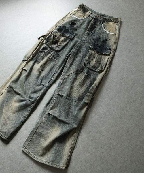 Ulysses(ユリシス)の「ダメージ加工ワイドデニムカーゴパンツ(デニムパンツ・レディース・ブラック/ブルー・M/S)」の3枚目の写真