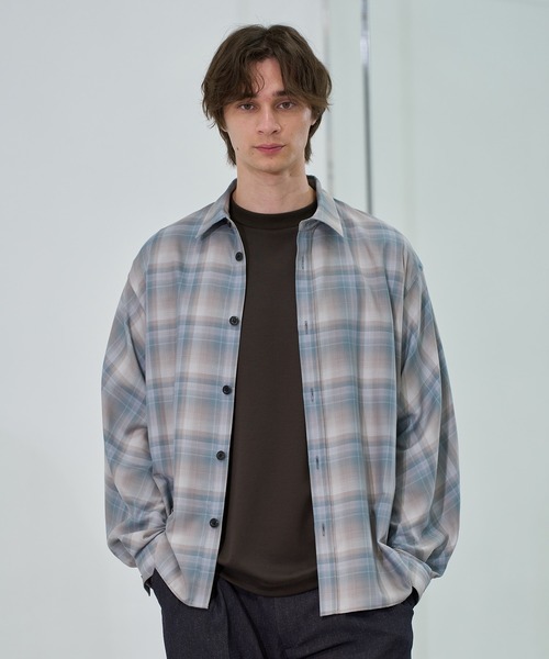 CITY TOKYO（シティトウキョウ）の「【CITY TOKYO/シティートーキョー】ｿﾌﾄﾄﾞﾚｰﾌﾟｵﾝﾌﾞﾚﾁｪｯｸｼｬﾂ（シャツ/ブラウス・メンズ・ブルーグレー/ダークネイビー・1/2）」の2枚目の写真