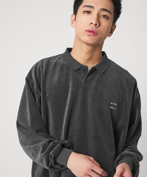 CITEN（シテン）の「＜CITEN＞ポロカラーベロアシャツ（ポロシャツ・メンズ・ダークグレー/モカ・M/L）」の8枚目の写真