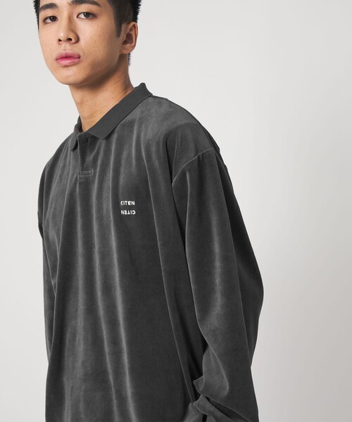 CITEN（シテン）の「＜CITEN＞ポロカラーベロアシャツ（ポロシャツ・メンズ・ダークグレー/モカ・M/L）」の9枚目の写真