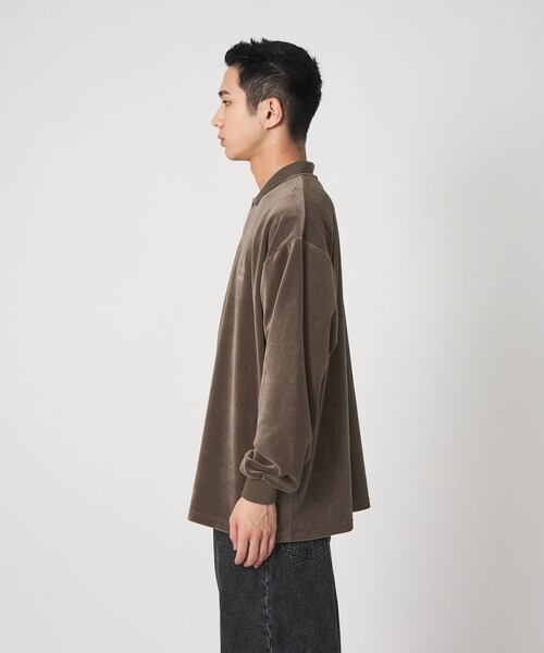 CITEN（シテン）の「＜CITEN＞ポロカラーベロアシャツ（ポロシャツ・メンズ・ダークグレー/モカ・M/L）」の12枚目の写真