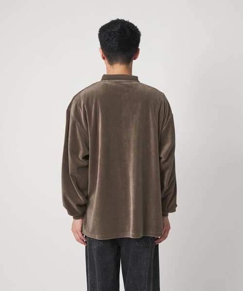 CITEN（シテン）の「＜CITEN＞ポロカラーベロアシャツ（ポロシャツ・メンズ・ダークグレー/モカ・M/L）」の13枚目の写真