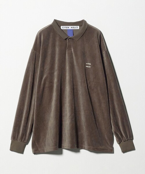 CITEN（シテン）の「＜CITEN＞ポロカラーベロアシャツ（ポロシャツ・メンズ・ダークグレー/モカ・M/L）」の14枚目の写真