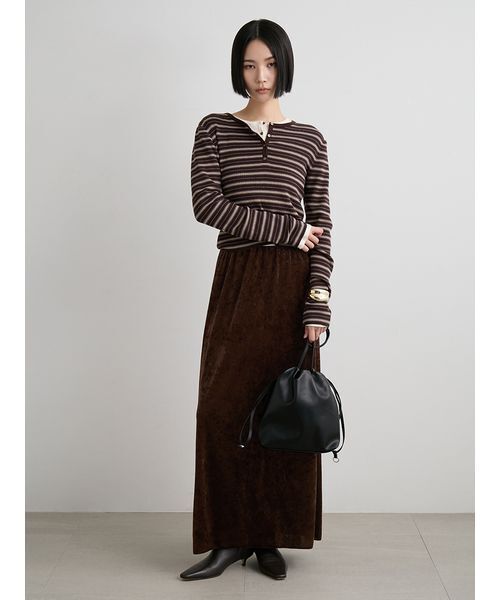 MIESROHE（ミースロエ）の「イージーベロアナロースカート（スカート・レディース・ブラウン/アイボリー/ブラック・0/1）」の18枚目の写真