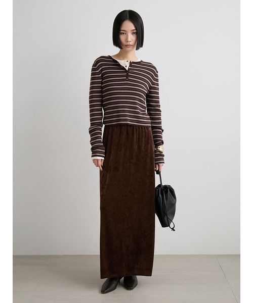 MIESROHE（ミースロエ）の「イージーベロアナロースカート（スカート・レディース・ブラウン/アイボリー/ブラック・0/1）」の19枚目の写真