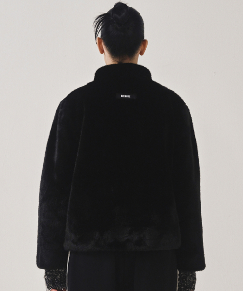 NICK&NICOLE（ニックアンドニコール）の「HIGH NECK SOFT FUR JACKET_2 COLOR（ムートンコート・レディース・その他・FREE/SMALL/BLACK）」の3枚目の写真