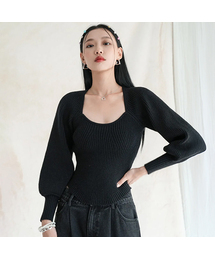 AVANDRESS（アバンドレス ）の「Square Neck Balloon Knitwear BLACK（ニット/セーター・レディース）」