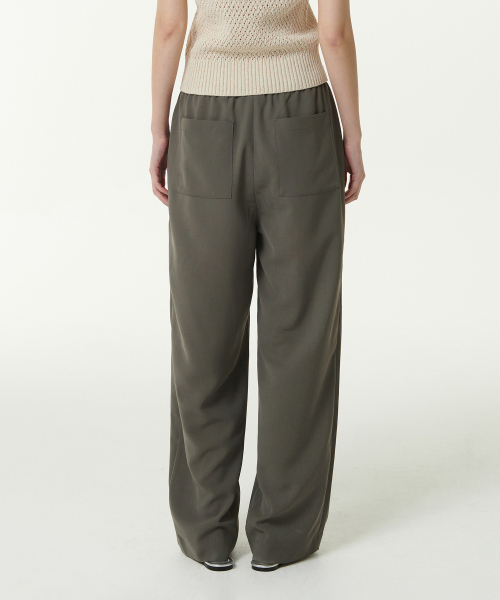 MUSINSA STANDARD WOMAN（ムシンサスタンダードウーマン）の「ウィメンズリネンライクワイドバンディングパンツ[グレーシュカーキ]（その他パンツ・レディース・その他・30/24/26/28）」の3枚目の写真