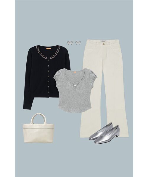SINOON(シヌーン)の「ROUND SHIRRING T-SHIRT (MELANGE GREY)(Tシャツ/カットソー・レディース・グレー・FREE)」の2枚目の写真