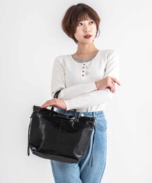 Jack Gomme(ジャックゴム)の「【JACK GOMME】ショルダーバッグ EMY Sac cabas(ショルダーバッグ・レディース・ブラック/ライラック/クリーム/シルバー/ネイビー/ダークグリーン・FREE)」の15枚目の写真