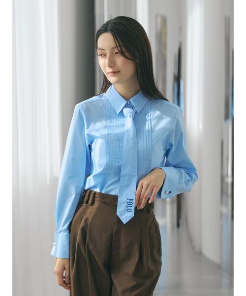 POLO BCS(ポロ ビーシーエス)の「【POLO BCSコラボ】タイ付ピンタックシャツ(シャツ/ブラウス・レディース・ピンク/ライトブルー/オフホワイト・MEDIUM)」の6枚目の写真