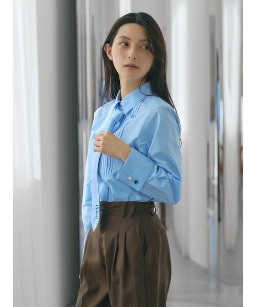 POLO BCS(ポロ ビーシーエス)の「【POLO BCSコラボ】タイ付ピンタックシャツ(シャツ/ブラウス・レディース・ピンク/ライトブルー/オフホワイト・MEDIUM)」の8枚目の写真