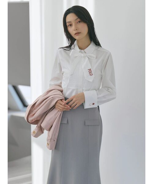 POLO BCS(ポロ ビーシーエス)の「【POLO BCSコラボ】タイ付ピンタックシャツ(シャツ/ブラウス・レディース・ピンク/ライトブルー/オフホワイト・MEDIUM)」の10枚目の写真