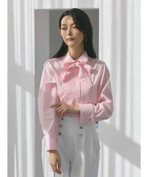 POLO BCS(ポロ ビーシーエス)の「【POLO BCSコラボ】タイ付ピンタックシャツ(シャツ/ブラウス・レディース・ピンク/ライトブルー/オフホワイト・MEDIUM)」の14枚目の写真