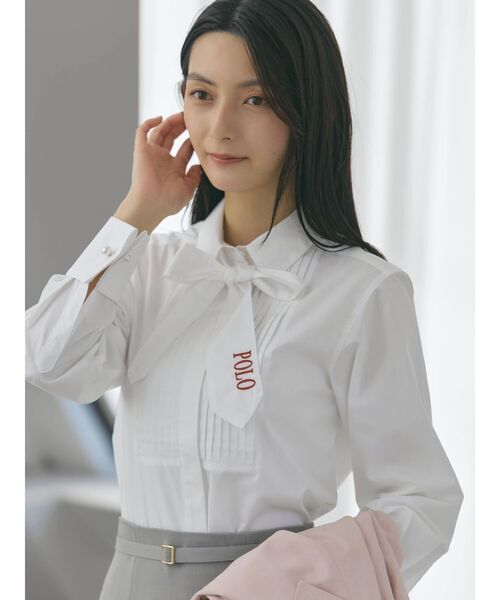 POLO BCS(ポロ ビーシーエス)の「【POLO BCSコラボ】タイ付ピンタックシャツ(シャツ/ブラウス・レディース・ピンク/ライトブルー/オフホワイト・MEDIUM)」の2枚目の写真