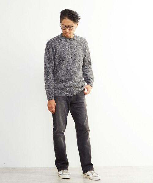 MEN'S MELROSE（メンズメルローズ）の「ミックスカラークルーネックニット（ニット/セーター・メンズ・ブルー/グレー・2/3/4）」の4枚目の写真