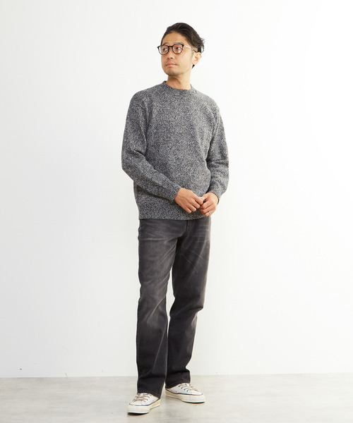 MEN'S MELROSE（メンズメルローズ）の「ミックスカラークルーネックニット（ニット/セーター・メンズ・ブルー/グレー・2/3/4）」の3枚目の写真