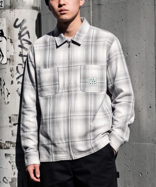 HUF(ハフ)の「【C-HUF2】【HUF/ハフ】FILLMORE PLAID SHACKET BU00230(その他アウター・メンズ・グリーン系その他/グレー・MEDIUM)」の2枚目の写真