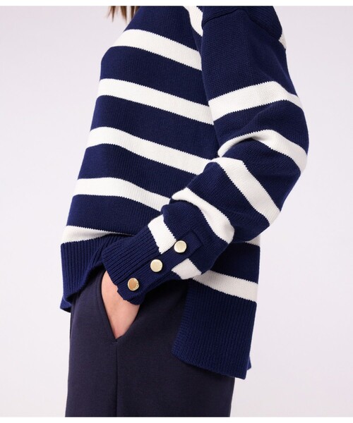 PETIT BATEAU(プチバトー)の「ニットプルオーバー(ニット/セーター・レディース・ホワイト×ブルー・XX-SMALL/X-SMALL/SMALL/MEDIUM)」の6枚目の写真