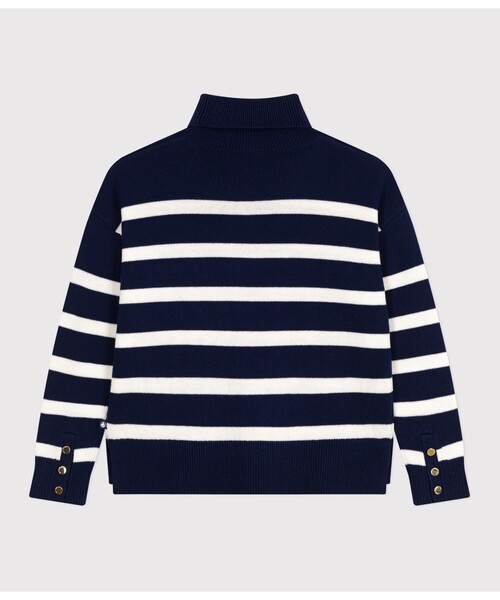 PETIT BATEAU(プチバトー)の「ニットプルオーバー(ニット/セーター・レディース・ホワイト×ブルー・XX-SMALL/X-SMALL/SMALL/MEDIUM)」の3枚目の写真