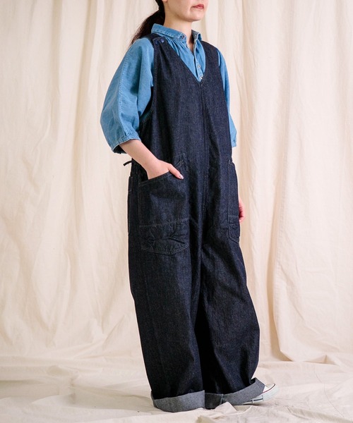 Brocante（ブロカント）の「[Brocante / ブロカント] ムラ糸10ozデニム デフォルメサロペット（サロペット/オーバーオール・レディース・ワンウォッシュ・2）」の4枚目の写真