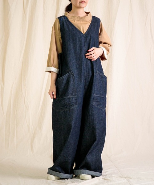 Brocante / ブロカント] ムラ糸10ozデニム デフォルメサロペット