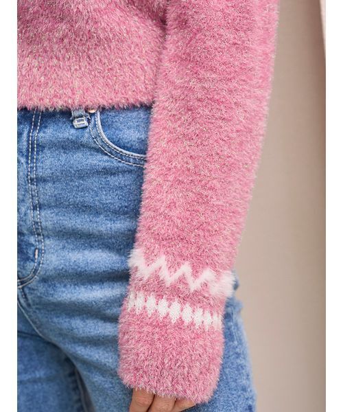 SNIDEL（スナイデル）の「Sustainableノルディックニットプルオーバー（ニット/セーター・レディース・グレー/アイボリー/ピンク・F）」の12枚目の写真