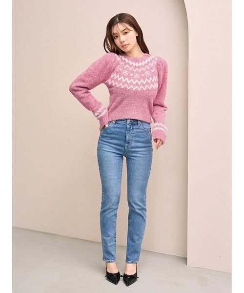 SNIDEL（スナイデル）の「Sustainableノルディックニットプルオーバー（ニット/セーター・レディース・グレー/アイボリー/ピンク・F）」の14枚目の写真