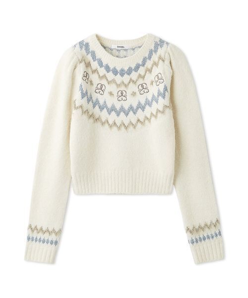 SNIDEL（スナイデル）の「Sustainableノルディックニットプルオーバー（ニット/セーター・レディース・グレー/アイボリー/ピンク・F）」の15枚目の写真