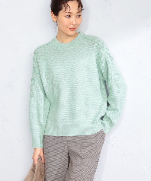 GALLORIA(ギャローリア)の「コード刺繍ニット(ニット/セーター・レディース・モカ/ライトグリーン/グレー・S/M/LL/L)」の3枚目の写真