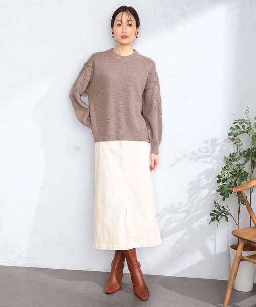 GALLORIA(ギャローリア)の「コード刺繍ニット(ニット/セーター・レディース・モカ/ライトグリーン/グレー・S/M/LL/L)」の2枚目の写真