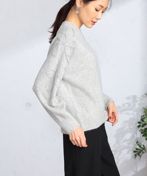 GALLORIA(ギャローリア)の「コード刺繍ニット(ニット/セーター・レディース・モカ/ライトグリーン/グレー・S/M/LL/L)」の5枚目の写真