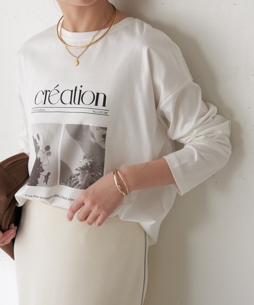 COLLAGE GALLARDAGALANTE（コラージュガリャルダガランテ）の「フォトロゴロンT（Tシャツ/カットソー・レディース・ホワイト/チャコールグレー・FREE）」の2枚目の写真